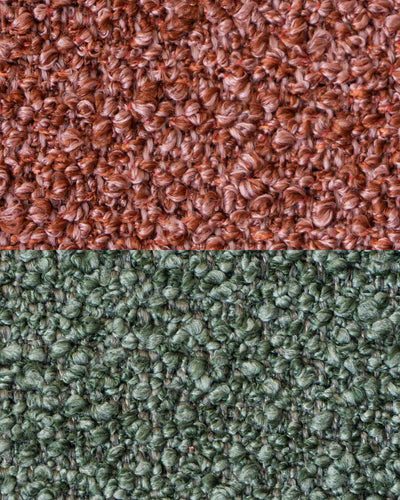 Fabric Sample – Brick Red Bouclé & Thyme Green Bouclé