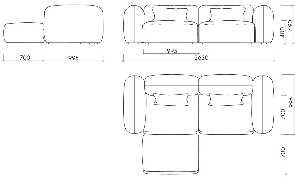 Yaro Sofa 3-seater corner